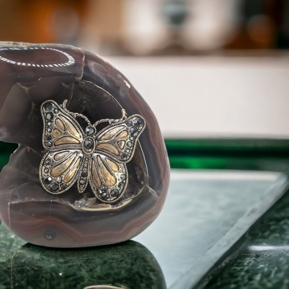 Unbranded Jewelry - Vintage Butterfly Brooch Multi Metal Marcasite Silver Copper Tone Insect Costume